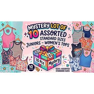 MYSTERY LOT OF 10 assorted standard size juniors women's tops- reseller friendly